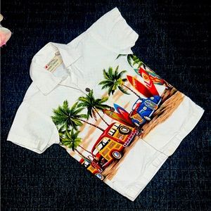 Royal Creations Boys Kids Hawaiian Shirt Car Print Made in Hawaii; Size 1; 12 mo